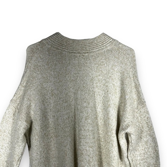 J Jill Petite V Neck Cotton Blend Tunic Sweater, Oatmeal Tan, Size PL - Picture 7 of 9